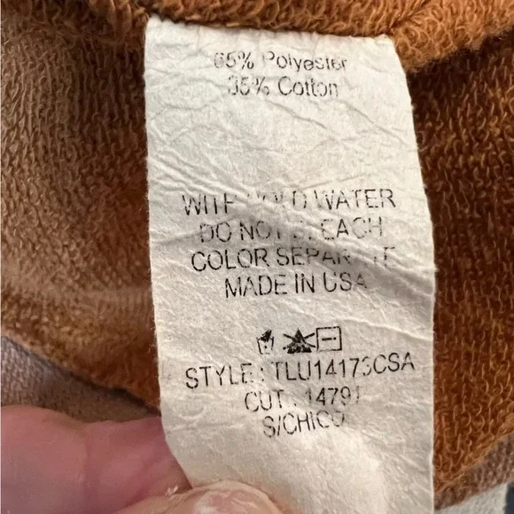 Sunland 17 Oversized Tan Brown Cream Contrast Patchwork Top. Size Small. - Picture 16 of 16